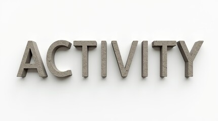 Wall Mural - activity text carved in stone blocks on white background