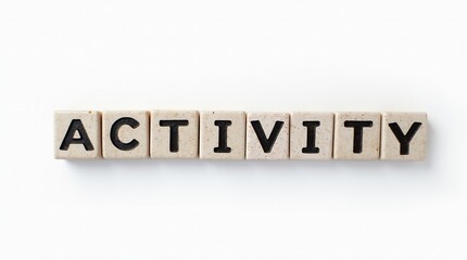 Wall Mural - activity spelled out in stone blocks on white background