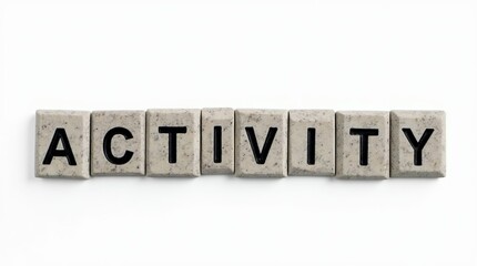 Wall Mural - activity text on separate stone blocks with white background