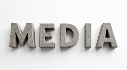 Wall Mural - concrete media text on white background for communication concept