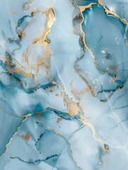 Poster - Blue and gold marble texture