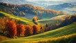 © Oulailux - Beautiful autumn scenery with rolling hills and colorful trees.
