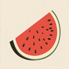 Wall Mural - A slice of watermelon with seeds and rind on a white background.