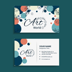 Sticker - Abstract Floral Business Card Design with Double-Side for Art World or Graphic Designer.