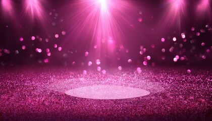 Wall Mural - Pink lights illuminate a stage covered in pink glitter