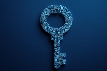 unlocking personalized success - paper cut giant key with customer preference icons for business str