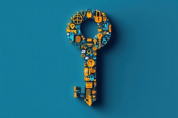 Wall Mural - Unlocking Business Success: Key of Customer Preferences in Paper Cut Style