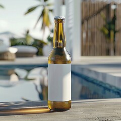 Sticker - Blank beer bottle mockup outdoors beverage alcohol.