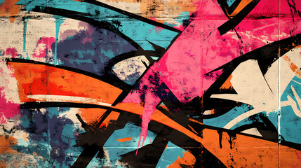 Wall Mural - Graffiti wall abstract background, generative ai not real photo, idea for artistic pop art background backdrop. Graffiti. Illustration