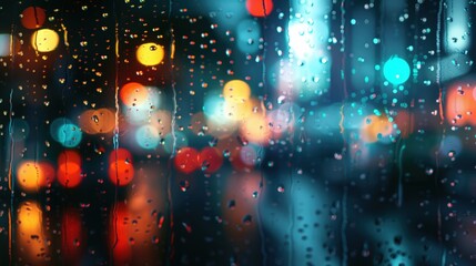 Canvas Print - Raindrops on a window at night