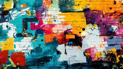 Wall Mural - Graffiti wall abstract background, generative ai not real photo, idea for artistic pop art background backdrop. Graffiti. Illustration