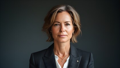 Wall Mural - Confident Businesswoman Portrait Featuring Middle-Aged Professional in Elegant Suit Against a Clean Cut-Out Background