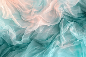 Abstract pastel teal and peach flowing wave texture with smooth gradients for modern and elegant design backgrounds.