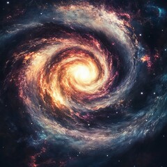 Wall Mural - A swirling cosmic vortex with a bright center and faint stars.