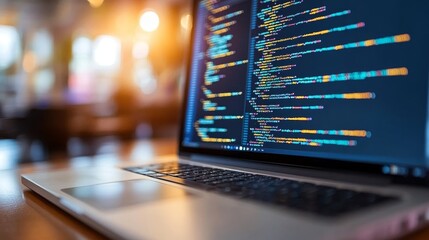 Laptop Computer Displaying Programming Code, Software Development and Technology Concept