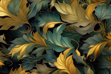 Sticker - Leaves pattern plant gold.