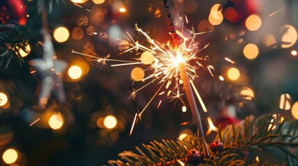 Poster - Sparkler illuminating a festive scene