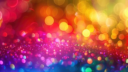 Wall Mural - vibrant rainbow-colored gradients transitioning across a field of sparkling bokeh orbs, evoking a se