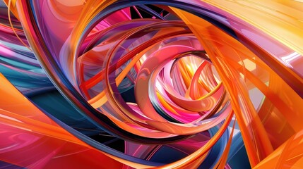 Wall Mural - Vibrant swirls of color intertwined with sleek, modern geometric shapes, forming a captivating and energetic abstract scene.