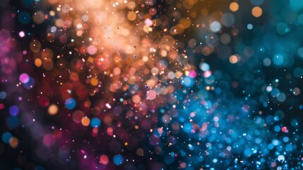 Aufkleber - Floating particles in multiple colors on a dark backdrop