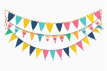 Canvas Print - Flat illustration Carnival garland with flags white background celebration decoration.