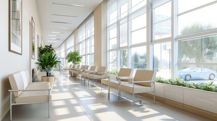 Poster - Spacious hospital waiting area with comfortable seating and large windows