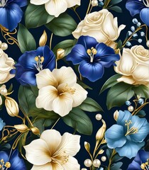 Flower background, Floral banner arranged from leaves and flowers