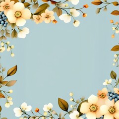 Flower background, Floral banner arranged from leaves and flowers