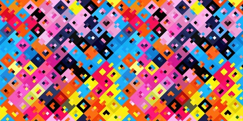 Wall Mural - Ditzy pixel abstract rainbow seamless border pattern backdrop. Modern playful variegated repeating graphic design for kids, textile and home decor trim edge. 