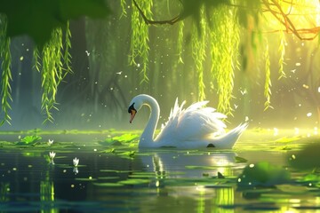 Poster - Swan outdoors nature animal.