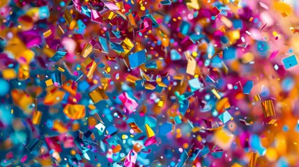 Aufkleber - Abstract multicolored background with small falling pieces, vibrant and colorful, artistic and dynamic