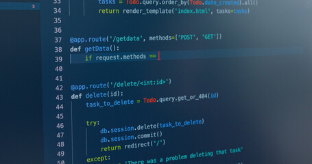 dev desktop pc screen in ai code in it developer skill job career typing rpa robotic text line on we