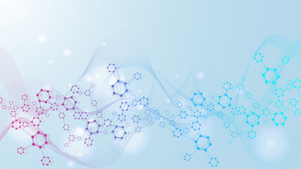 Wall Mural - molecular structure dna, atom, neurons. science concept for your design. connected lines with dots. 