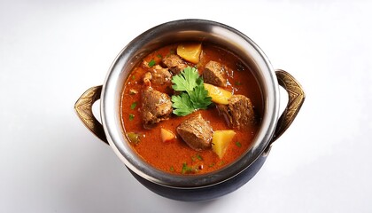 Wall Mural - Delicious Indian Beef Curry in a Metal Pot