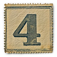 Canvas Print - Stamp alphabet number 4 symbol font text.