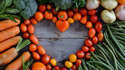 Wall Mural - Heart of fresh produce with copy space