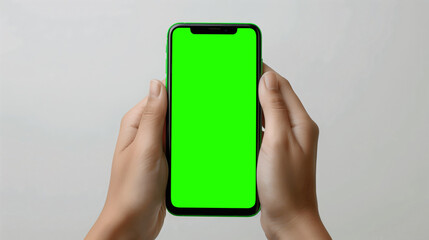 Close-Up Smartphone with Green Screen: Ideal for Mockups and Graphic Design Resources