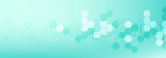 Canvas Print - health care abstract background with hexagons, lines and dots. medical innovation banner template co
