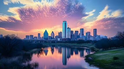 Wall Mural - Dallas Skyline at Sunrise