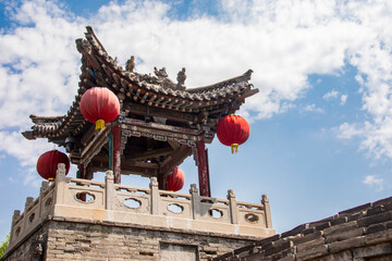 Wall Mural - The ancient pavilion of Wang Family Compound, it is the largest of the Shanxi Courtyard Houses. Located in Lingshi County, Shanxi, China. 
Built by the county's Wang family during the Yuan dynasty. 