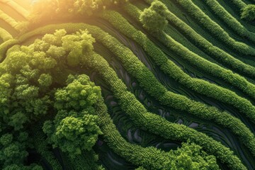 Poster - High tech farm field tree vegetation sunlight.