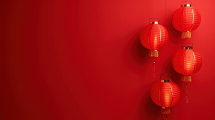 Sticker - Red lanterns on red wall