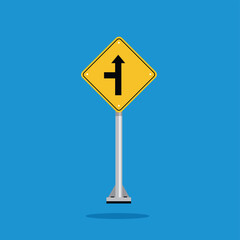 road sign icon, side road on yellow rhombus. board.suitable for poster use and web icon