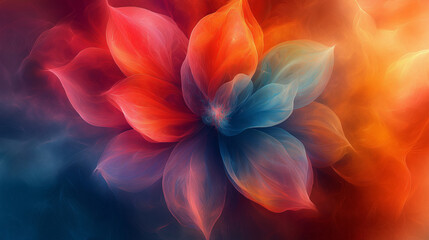 Wall Mural - A colorful flower with red, blue, and yellow petals