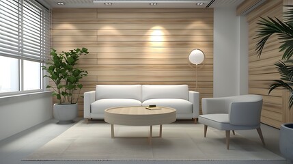 Wall Mural - Living room interior with comfortable sofa and coffee table