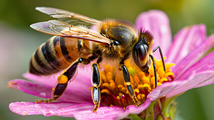 Bee on pink flower