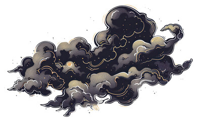 Wall Mural - PNG Dark abstract cloud illustration