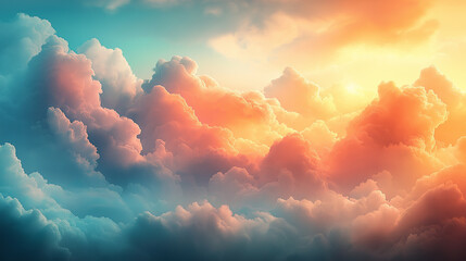 Wall Mural - The sky is filled with clouds of different colors, including blue, pink