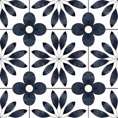 Sticker - Indigo Garden: A timeless floral Seamless Pattern, hand-painted in watercolor, blooms with elegance. Perfect for adding a touch of classic charm to your designs. 