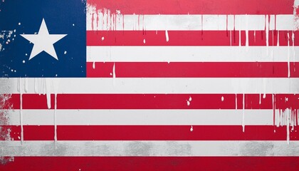 Liberia flag background with a paint splash texture on the wall